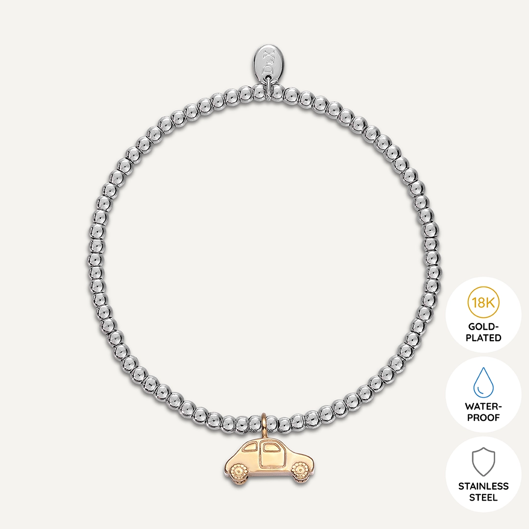 Memories: "LICENCE TO SHINE" | Car Bracelet | White Gold & 18K Gold-Plated