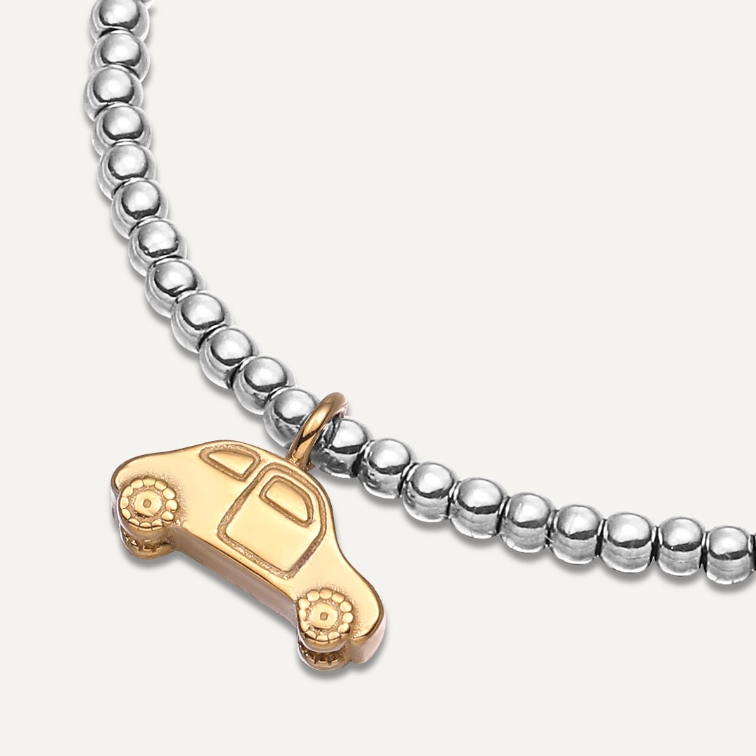 Memories: "LICENCE TO SHINE" | Car Bracelet | White Gold & 18K Gold-Plated
