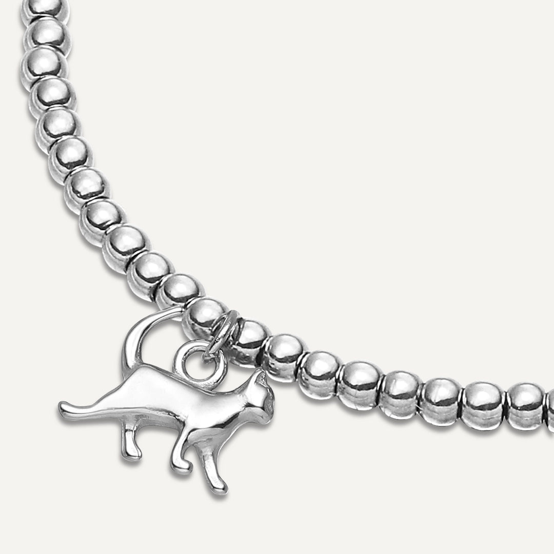 Memories: "WHISKERED WONDER" | Cat Bracelet | White Gold-Plated
