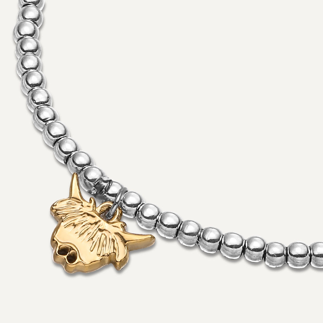 Memories: "HIGHLAND BEAUTY" | Highland Cow Bracelet | White Gold & 18K Gold-Plated