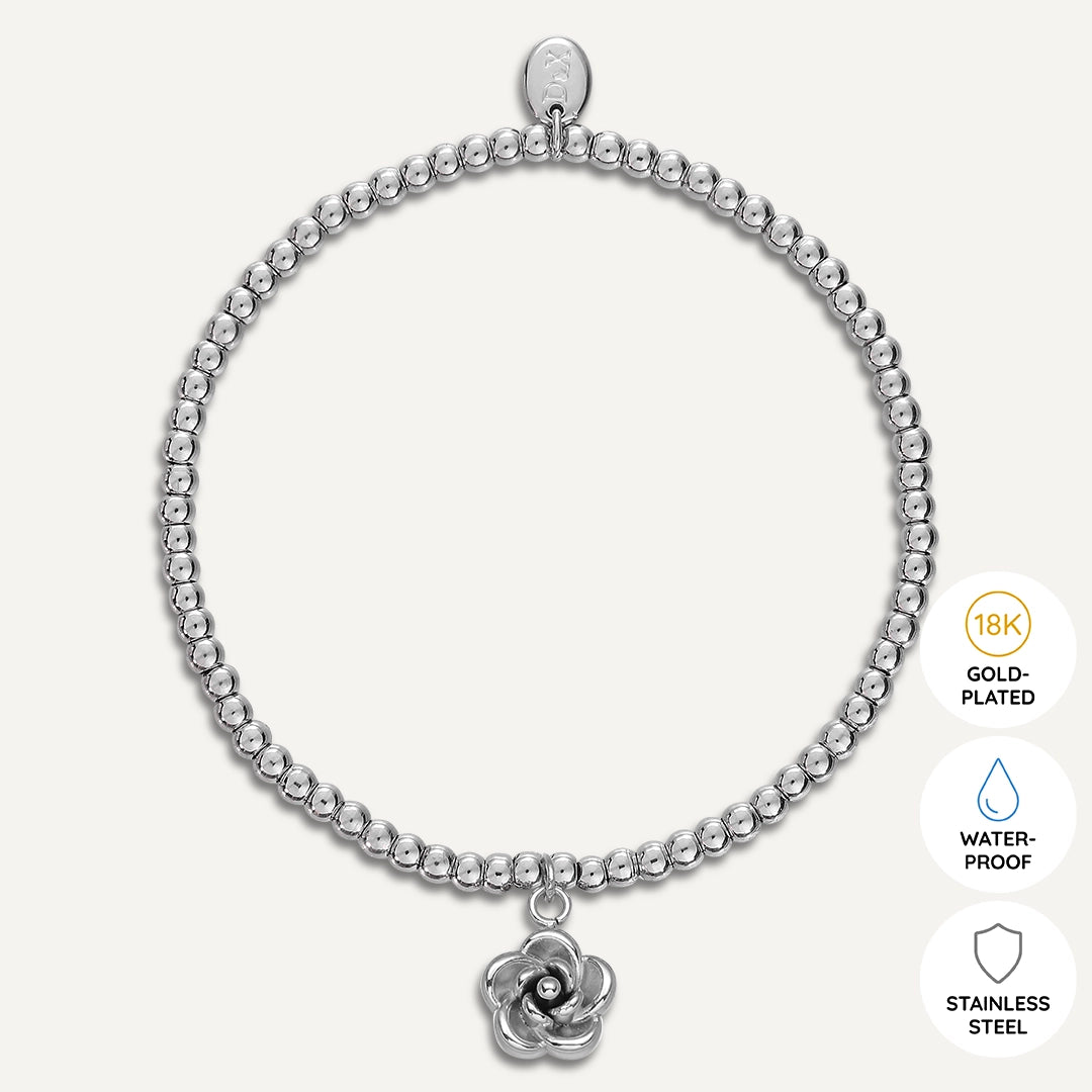 Memories: "BLOOMING BEAUTY" | Flower Bracelet | White Gold-Plated