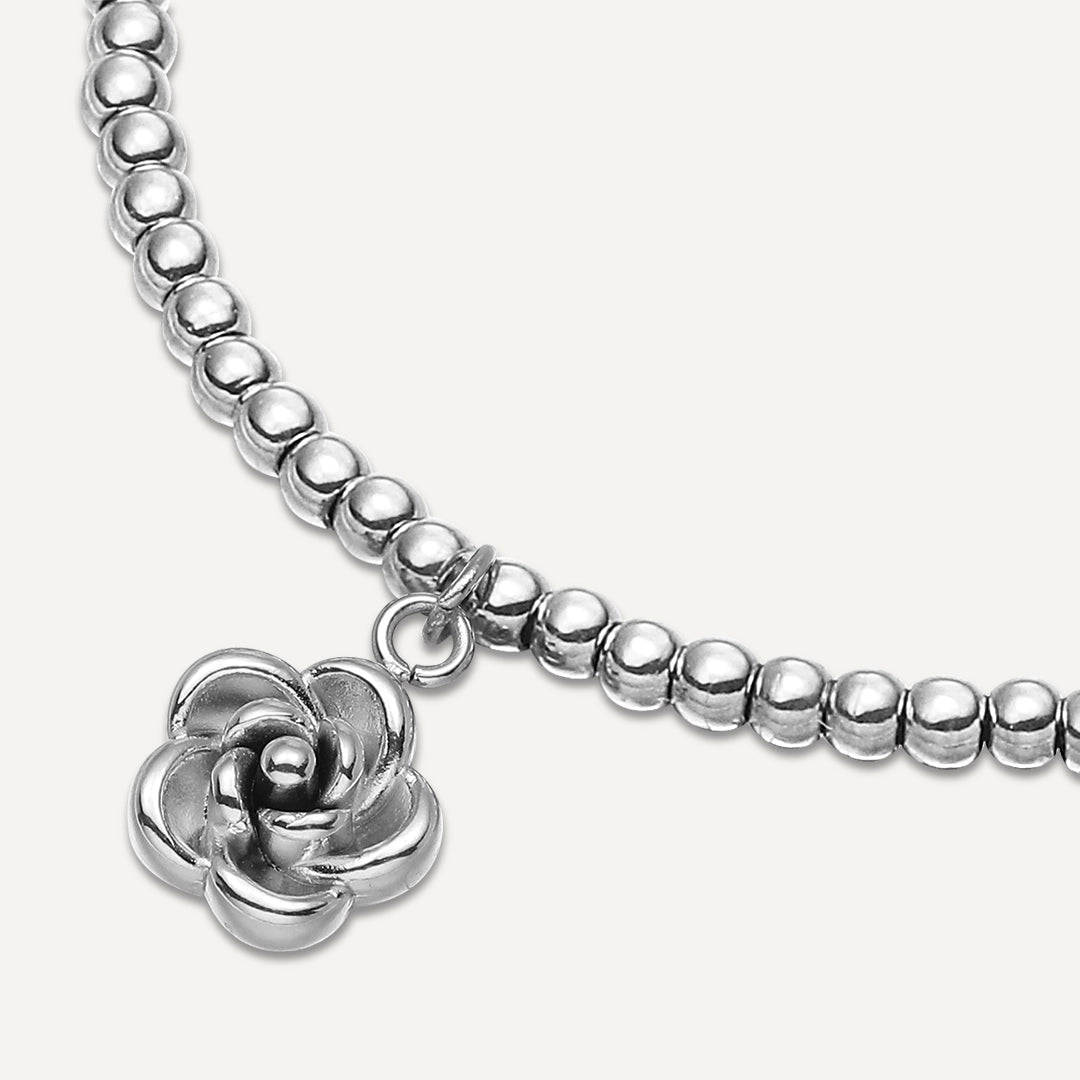 Memories: "BLOOMING BEAUTY" | Flower Bracelet | White Gold-Plated