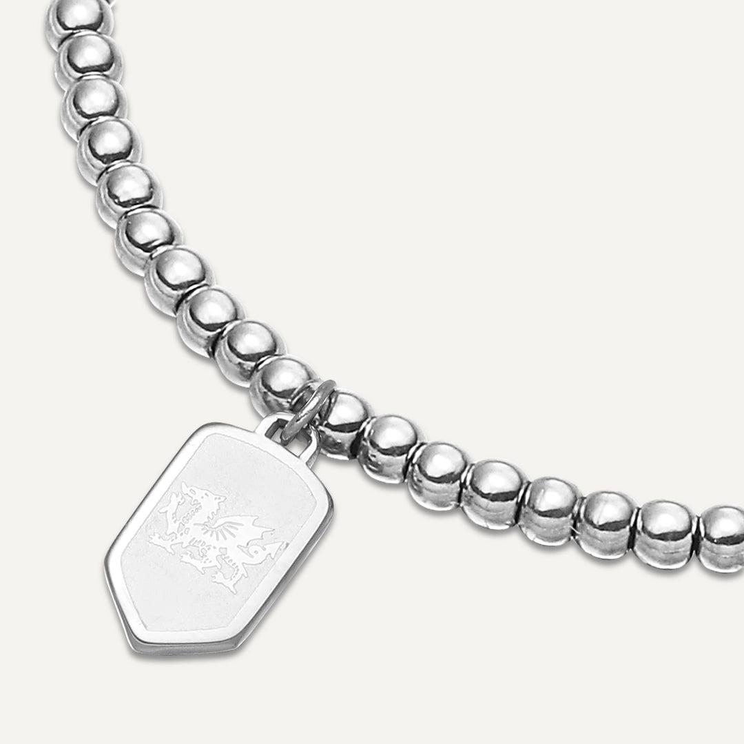 Memories: "DRAGON HEART" | Welsh dragon Bracelet | White Gold-Plated