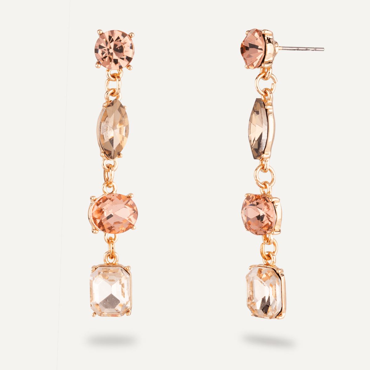 Vivienne Multicoloured Crystal 4 Stone Dangle Earrings In Gold Tone