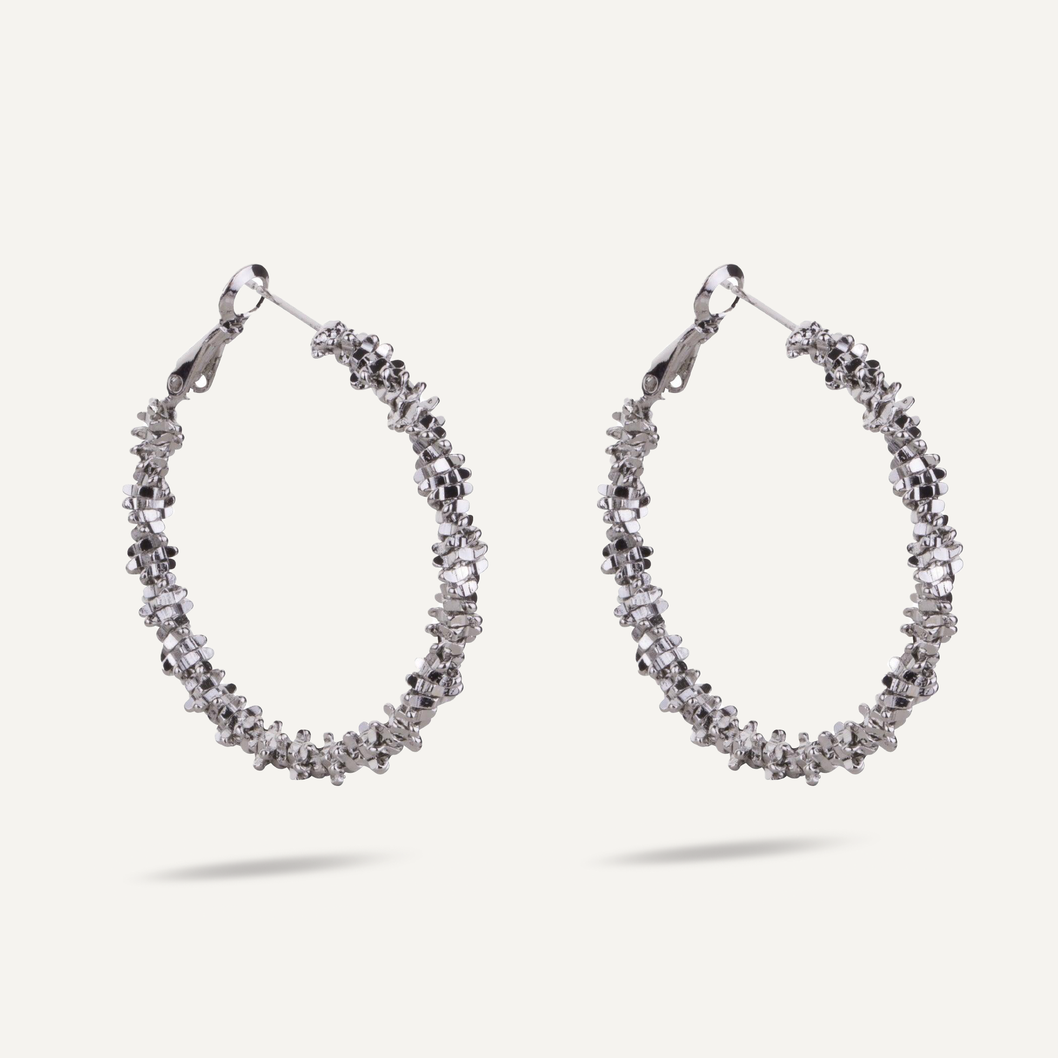 Vivienne Textured Hoop Earrings In White Gold - D&X Retail