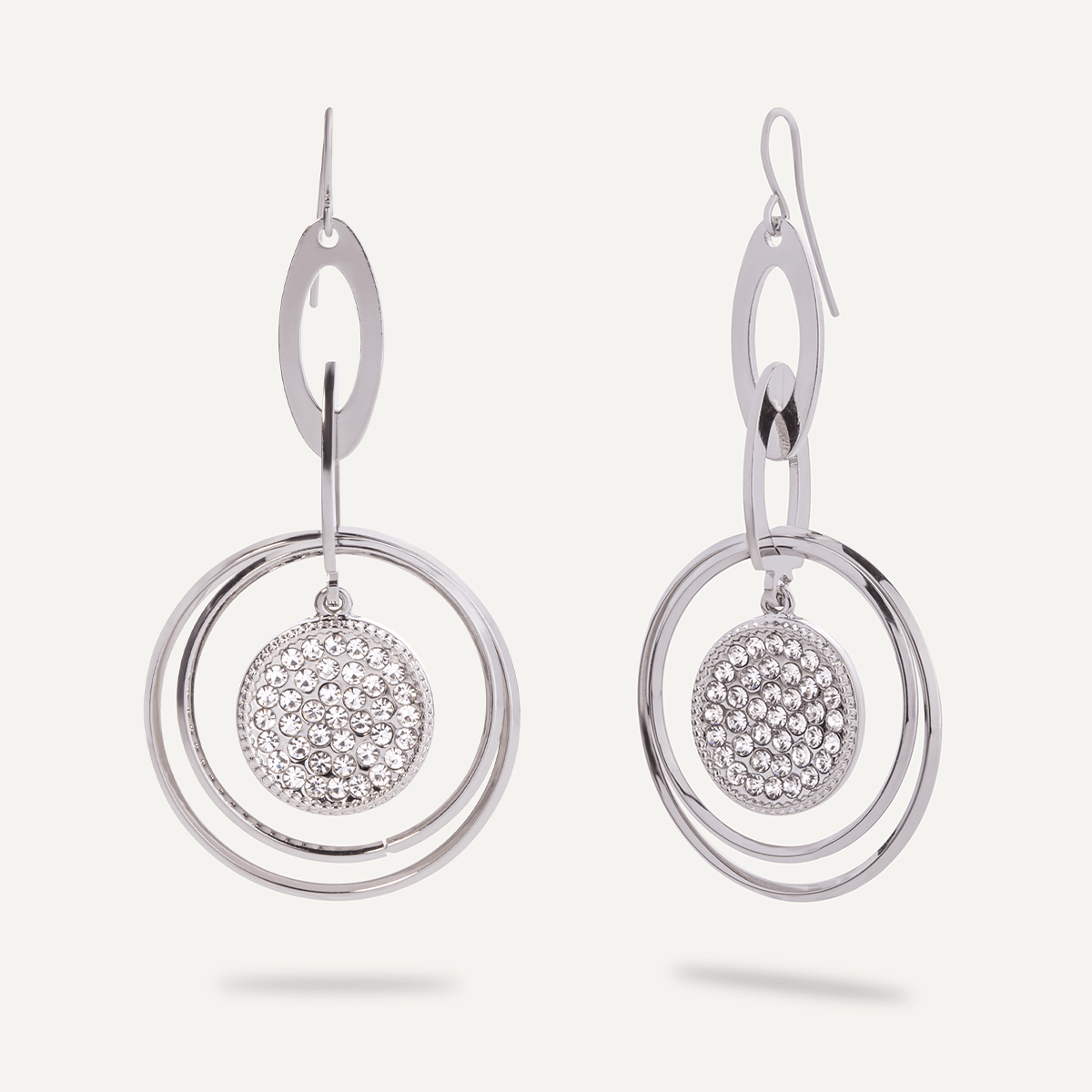 Vivienne Crystal Geometric Dangle Earrings in Silver - D&X Retail