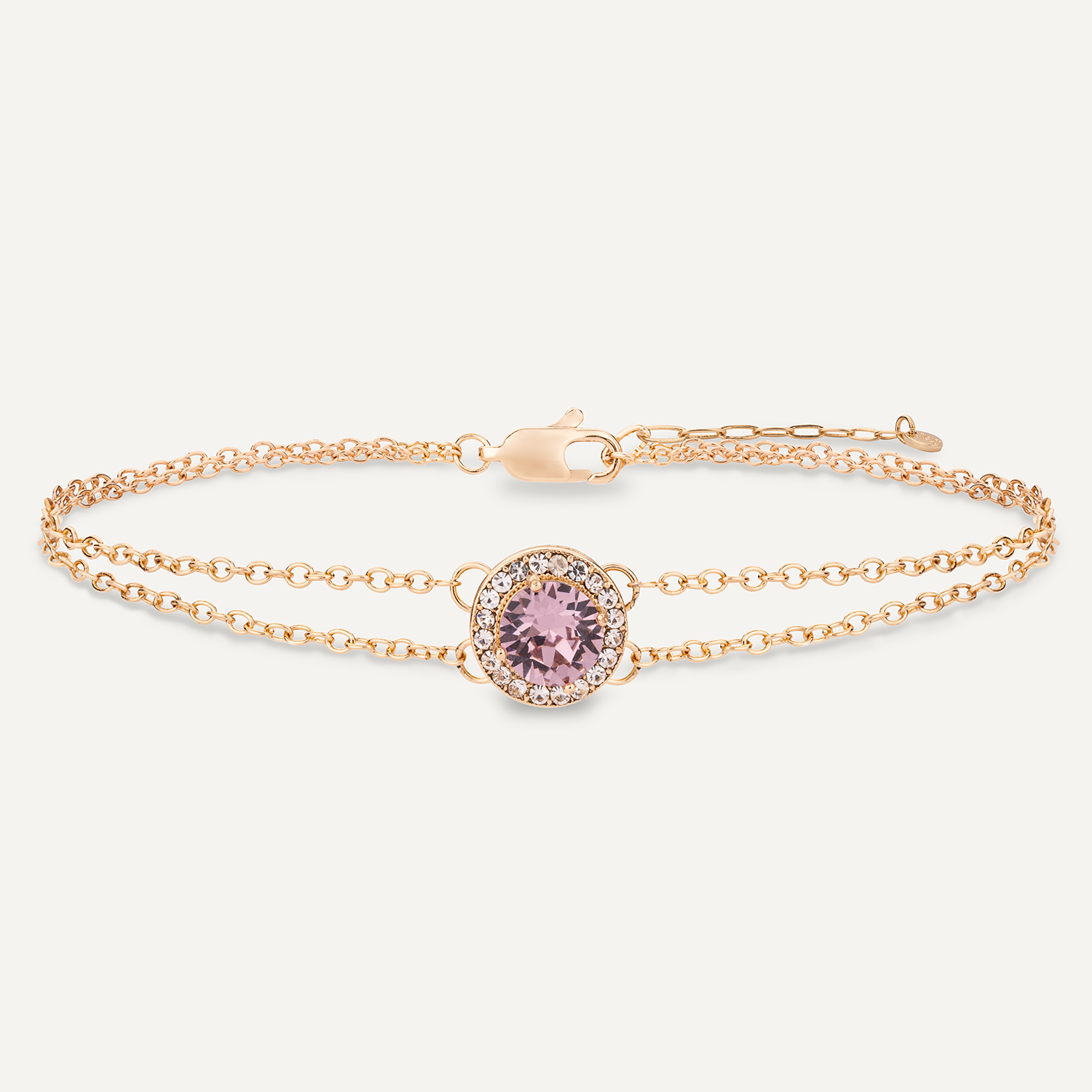 Detailed view of June Alexandrite Birthstone Clasp Bracelet In Gold Cubic Zirconia