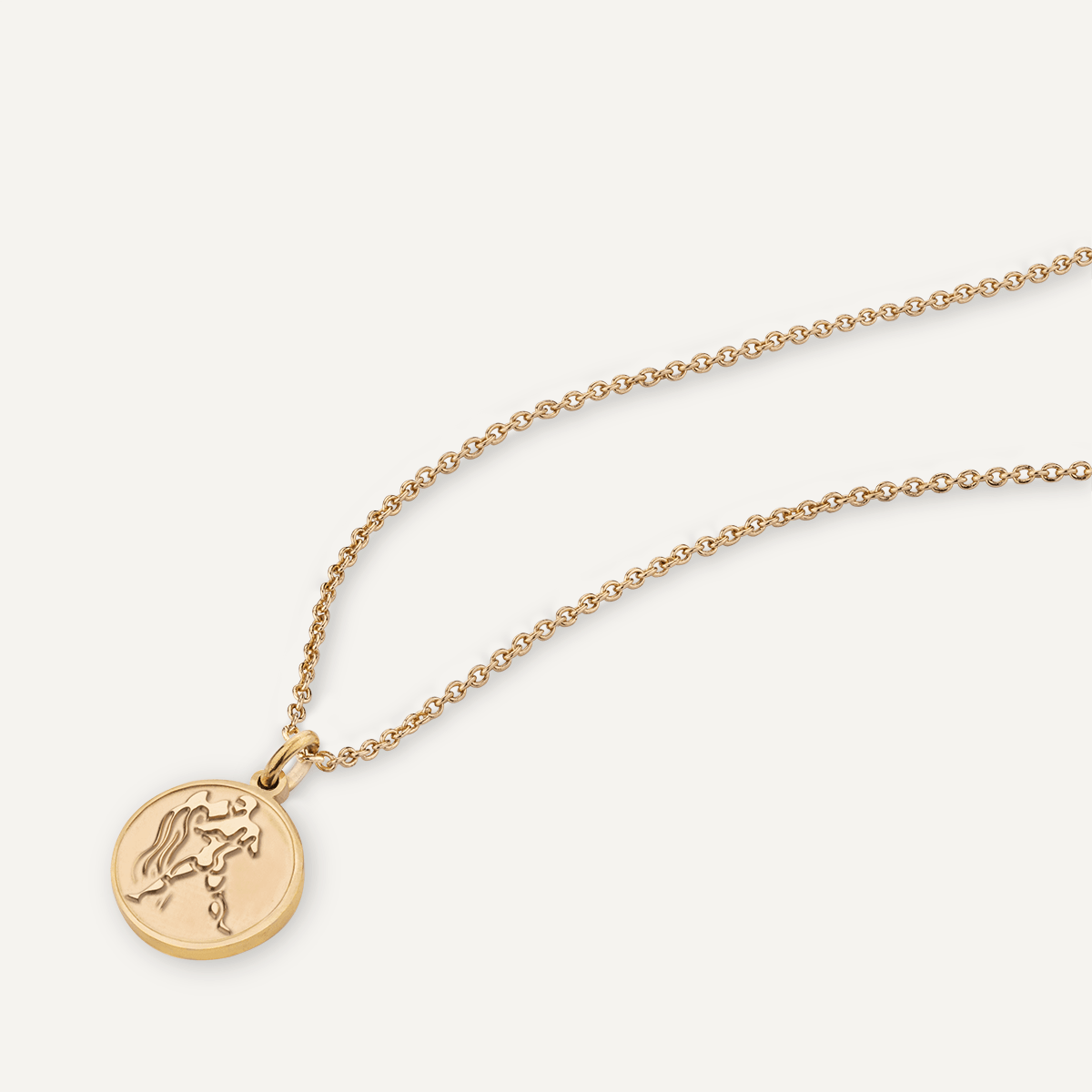 Detailed view of Aquarius Zodiac Necklace In Gold (Jan 20 – Feb 18)
