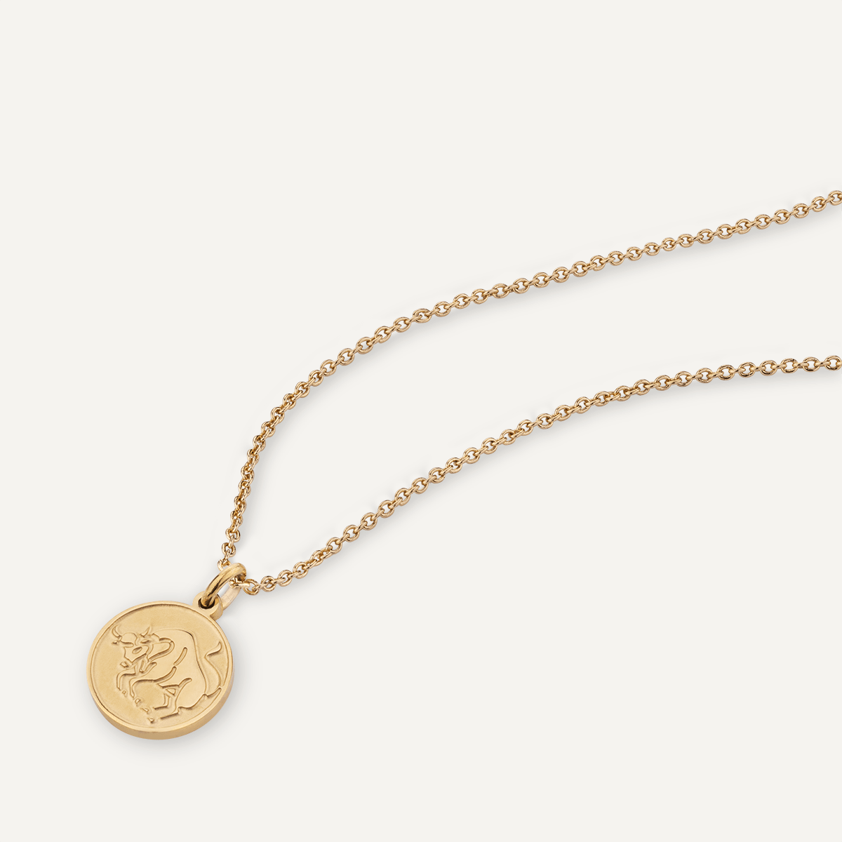 Detailed view of Taurus Zodiac Necklace In Gold (April 20 – May 20)