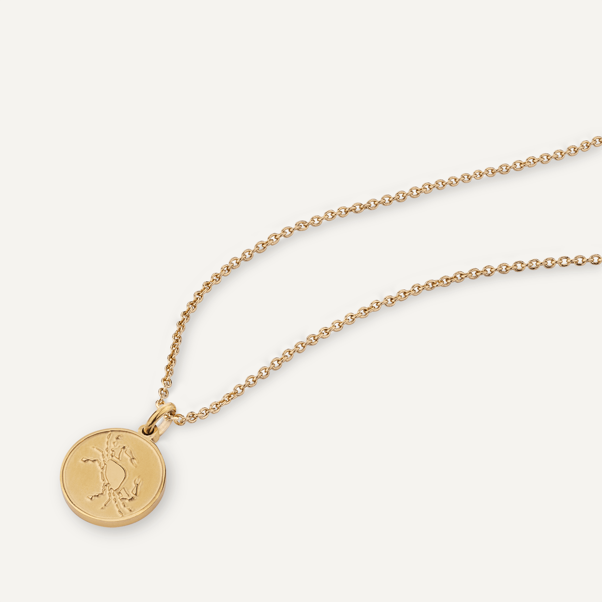 Detailed view of Cancer Zodiac Necklace In Gold (June 21 – July 22)