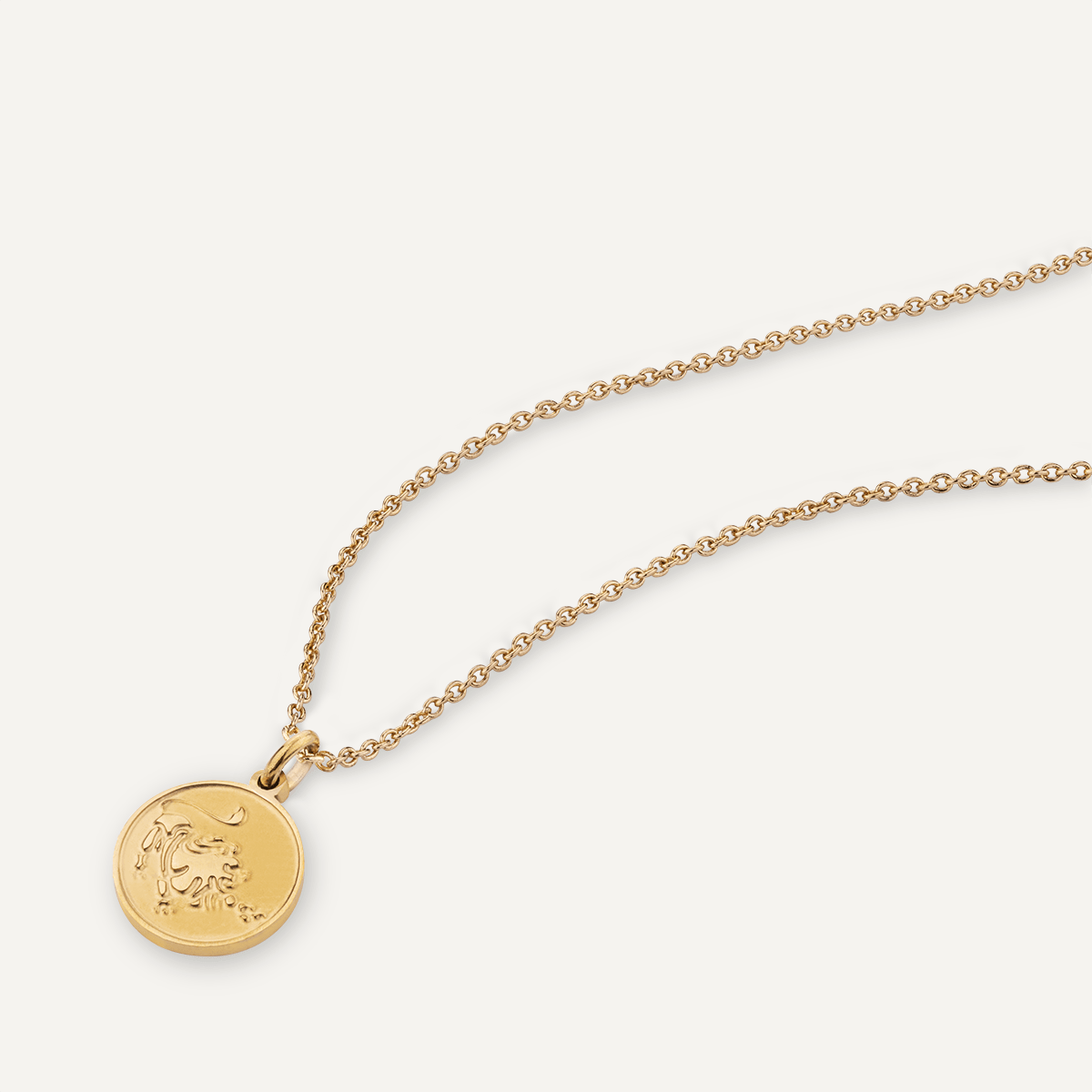 Detailed view of Leo Zodiac Star Sign Necklace In Gold (July 23 – Aug 22)
