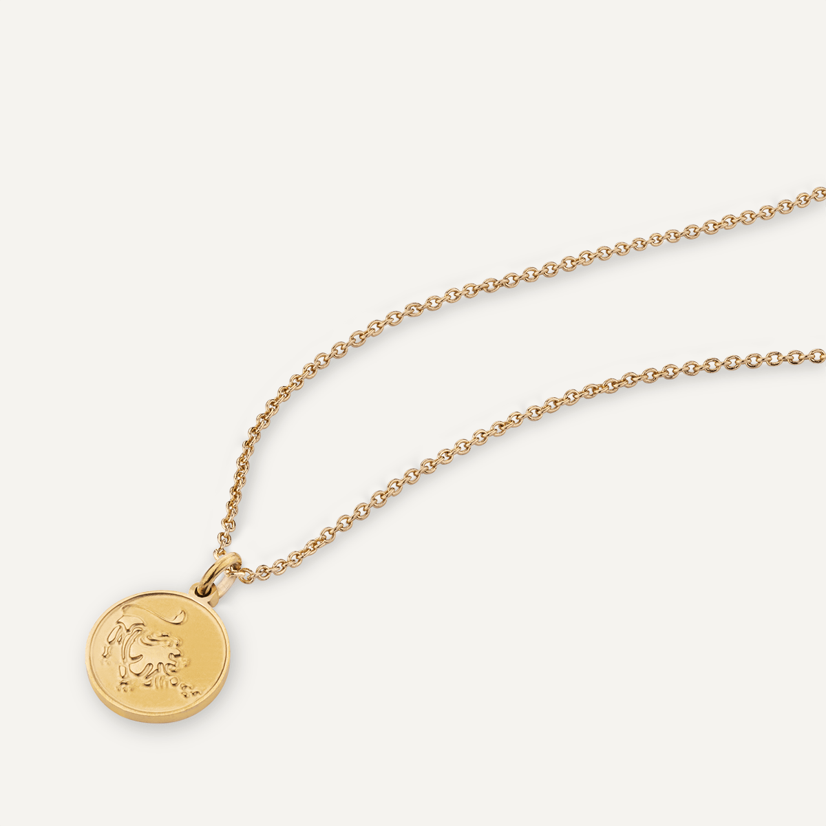 Detailed view of Leo Zodiac Star Sign Necklace In Gold (July 23 – Aug 22) 