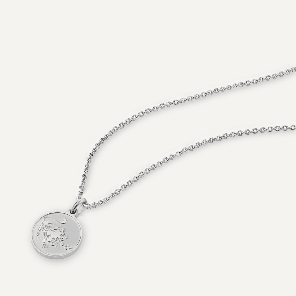 Detailed view of Leo Zodiac Star Sign Necklace In Silver (July 23 – Aug 22)