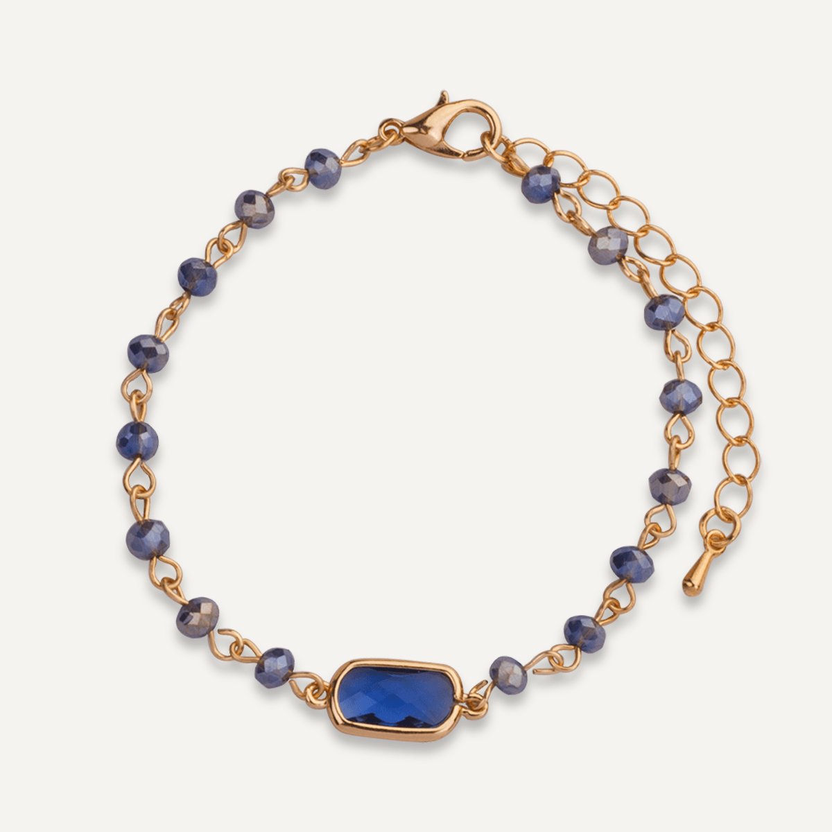 Blue Crystal Clasp Bracelet In Gold - D&X Retail