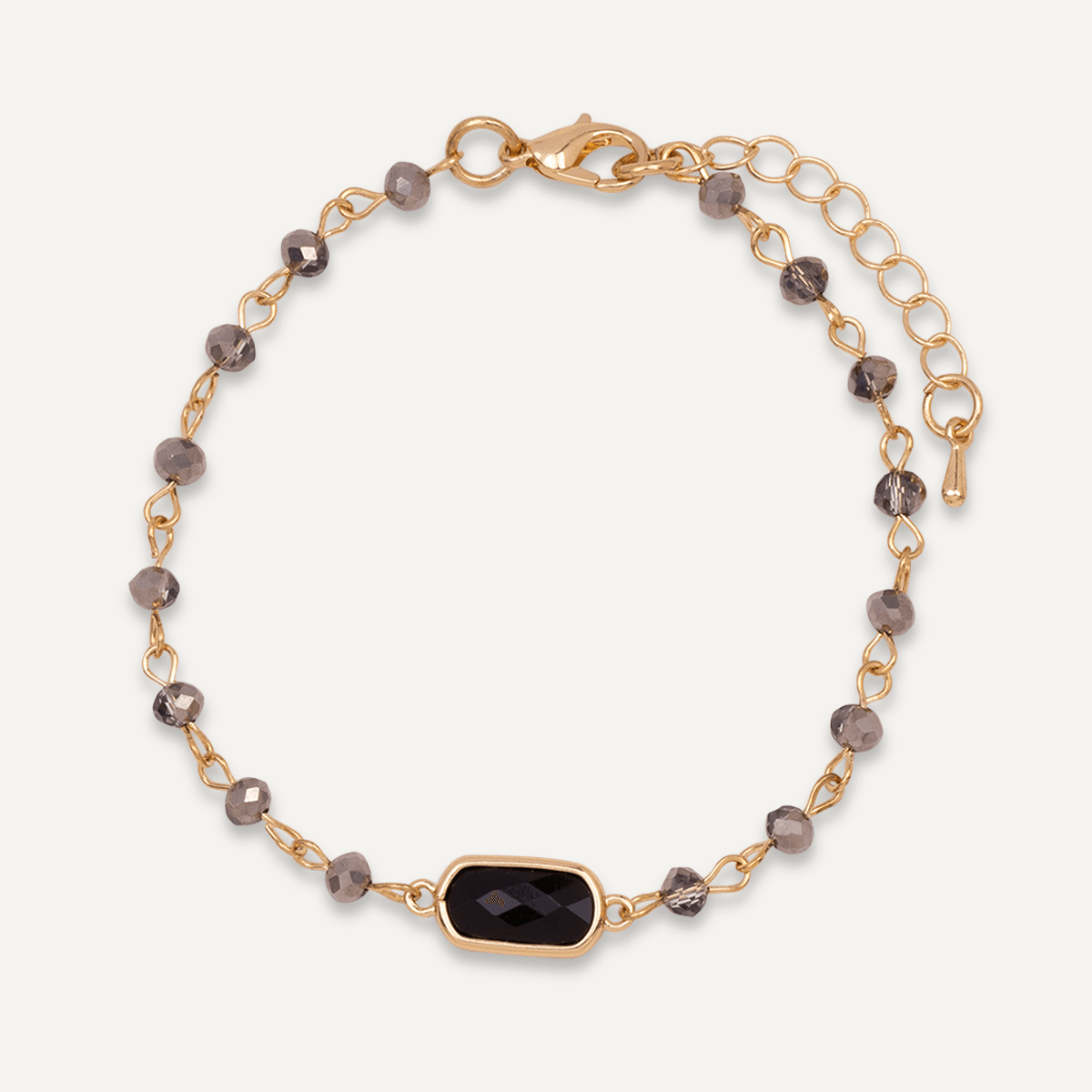 Black Crystal Clasp Bracelet In Gold - D&X Retail