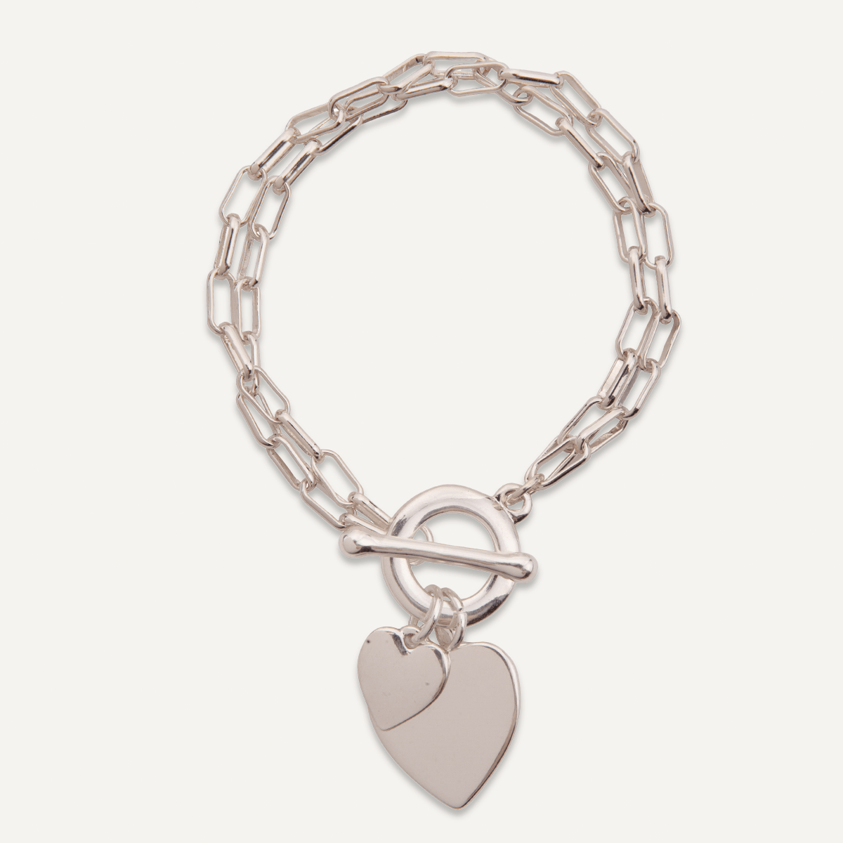 Sweetheart T Bar Multi Row Heart Bracelet In Silver Tone