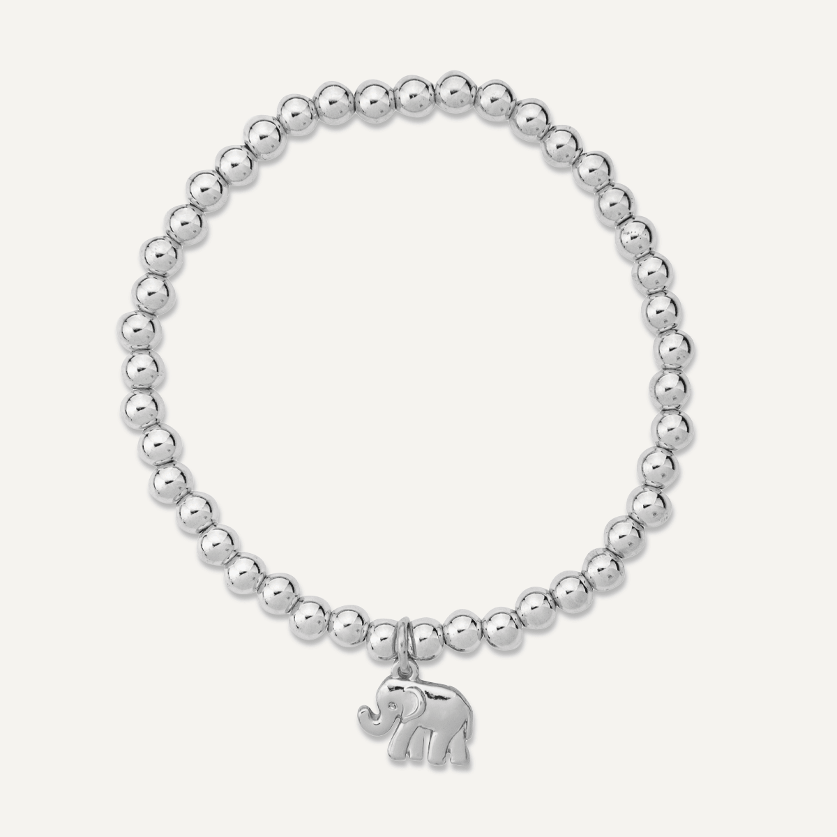 Emily Silver Elephant Bead Elasticated Bracelet - D&X Retail