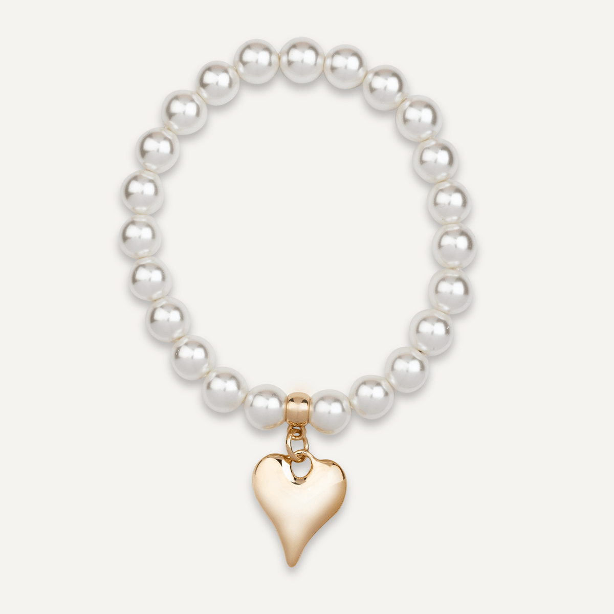 Pearl Bracelet & Gold Shaped Heart Elasticated - D&X Retail