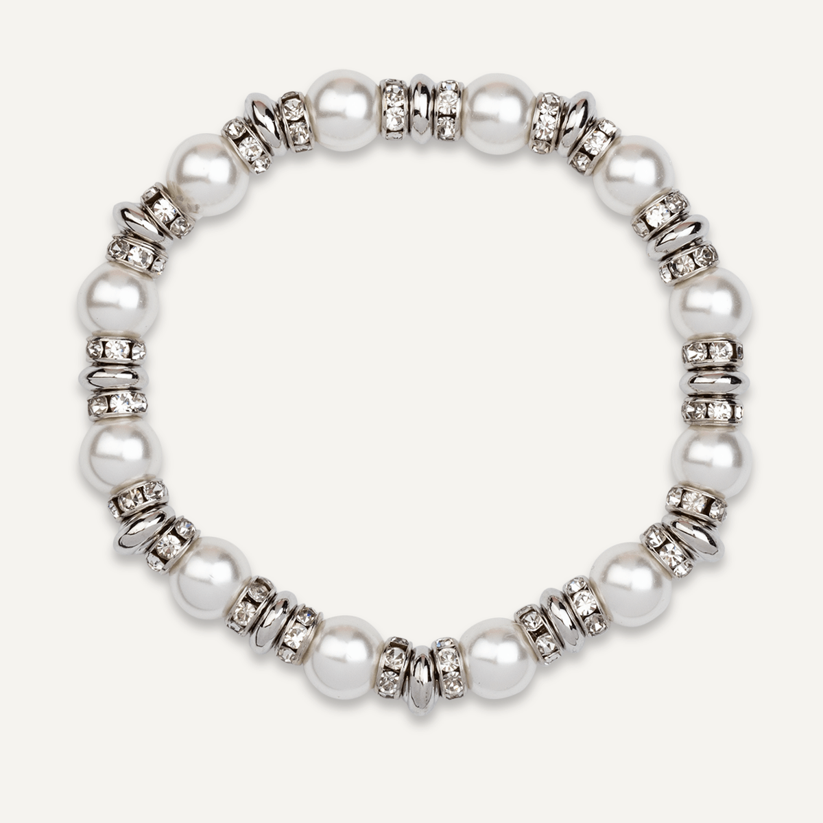 Pearl & Crystal Elasticated Bracelet - D&X Retail
