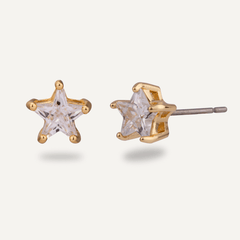 Keira Cubic Zirconia Star Stud Earrings in Gold - D&X Retail