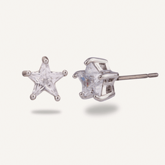 Keira Cubic Zirconia Star Stud Earrings in Silver - D&X Retail