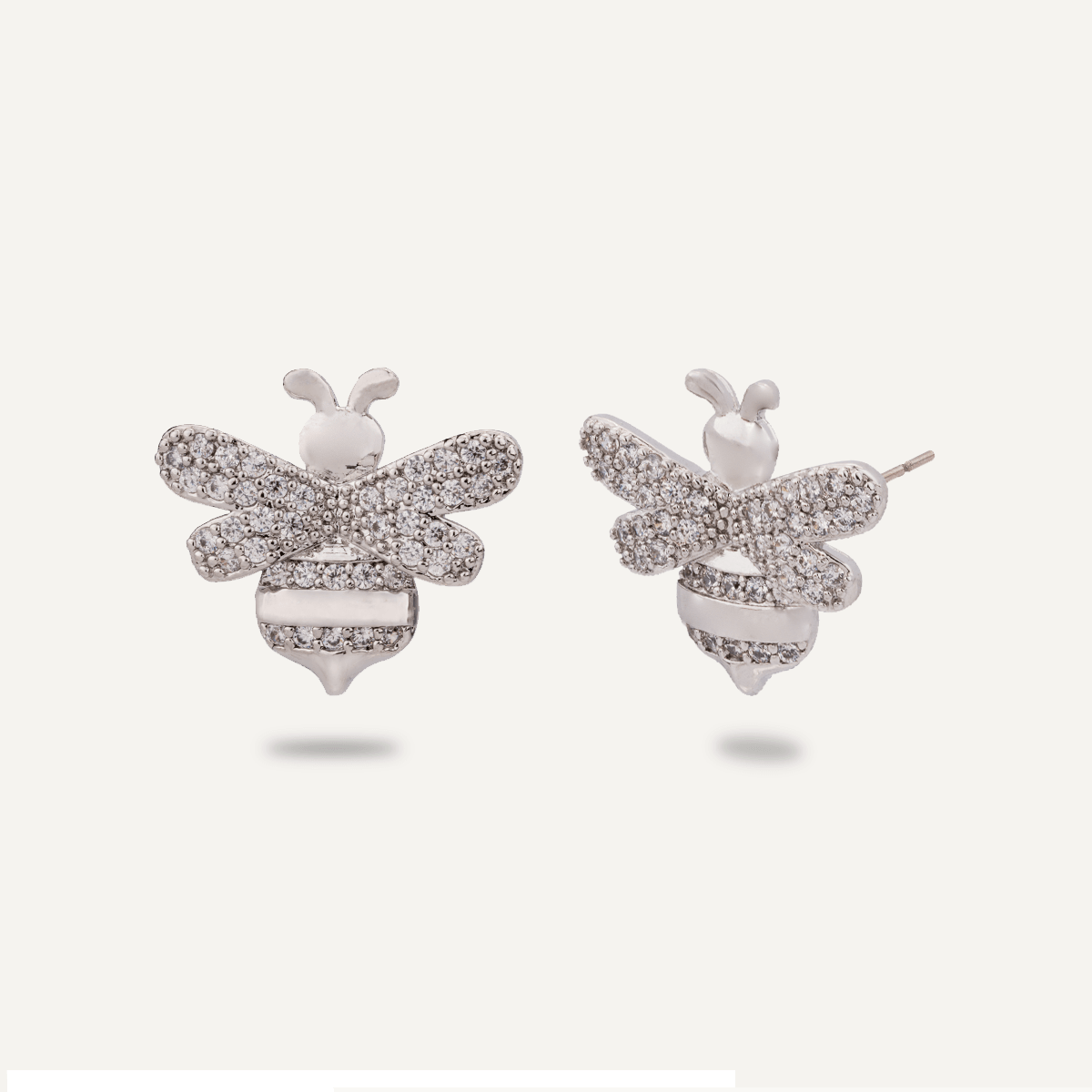 Keira Bee Stud Earrings In Silver Tone