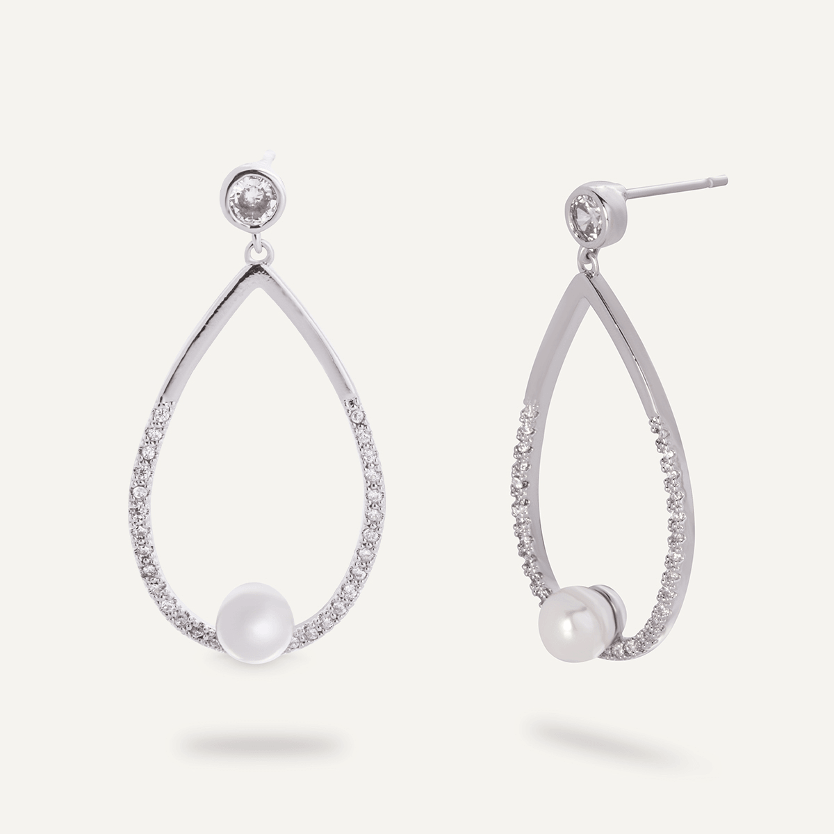 Audrey Silver & Pearl Swing Drop Earrings - D&X Retail