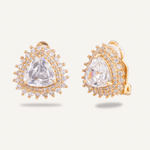 Elizabeth Classic Cubic Zirconia Clip On Earrings In Gold - D&X Retail