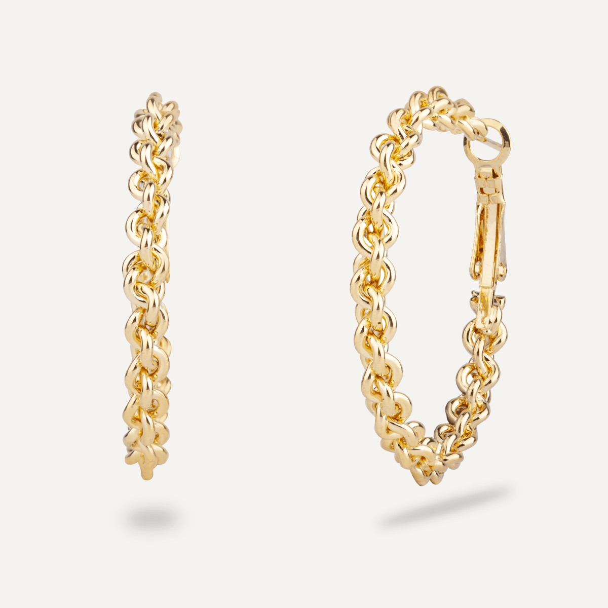 Gold chain link hoop on sale earrings