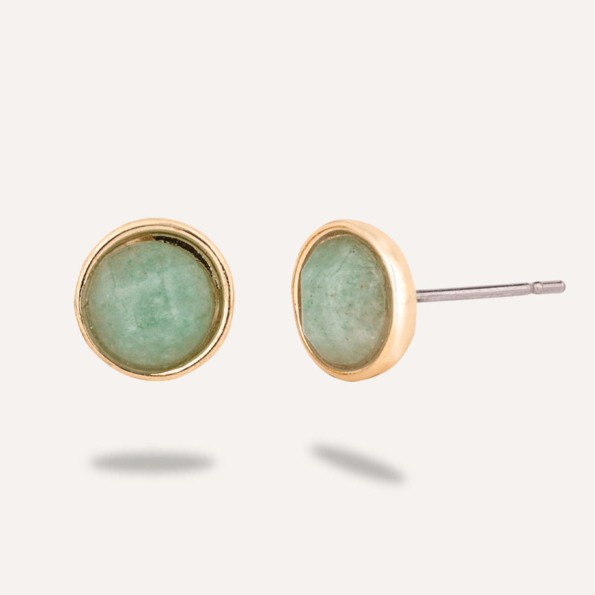 Natural Chrysoprase Stone Gold Studs - D&X Retail