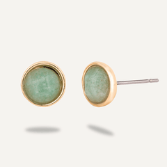 Natural Chrysoprase Stone Gold Studs - D&X Retail