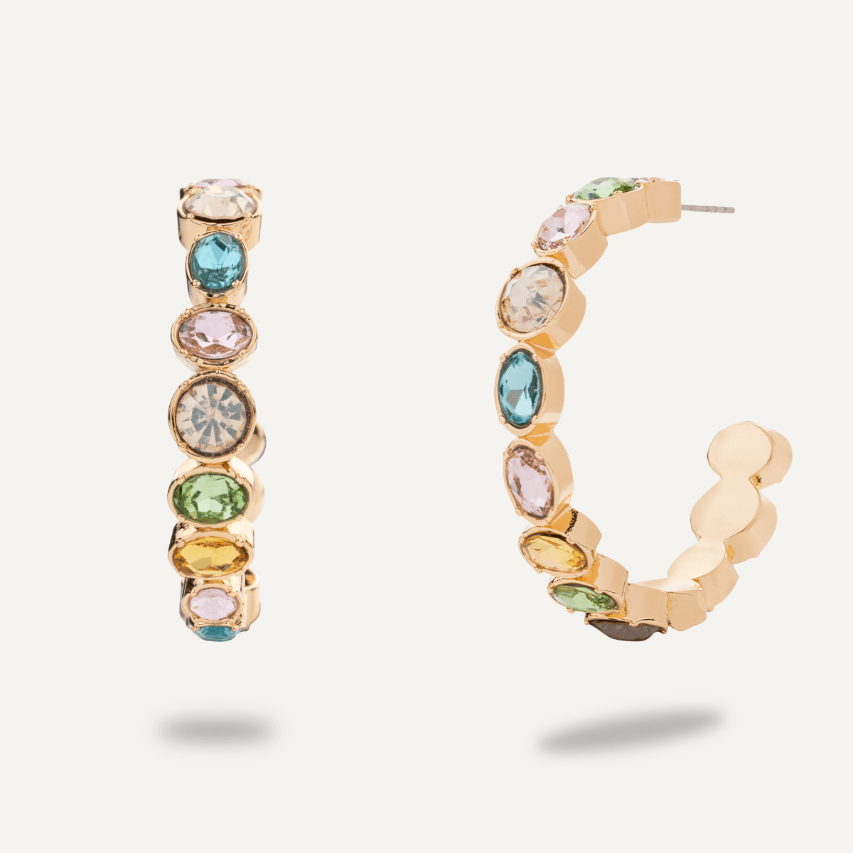 Multi-coloured Crystal & Gem Hoops - D&X Retail