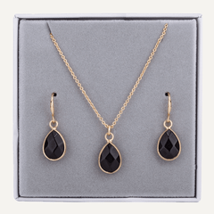 Boxed Semi-Precious Stone Set in Gold & Black Spinel - D&X Retail