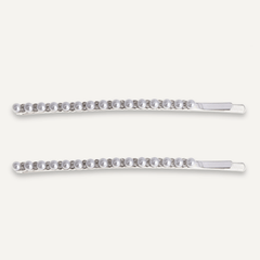 Audrey Silver & Pearl Hair Slides - Set of 2 - D&X Retail