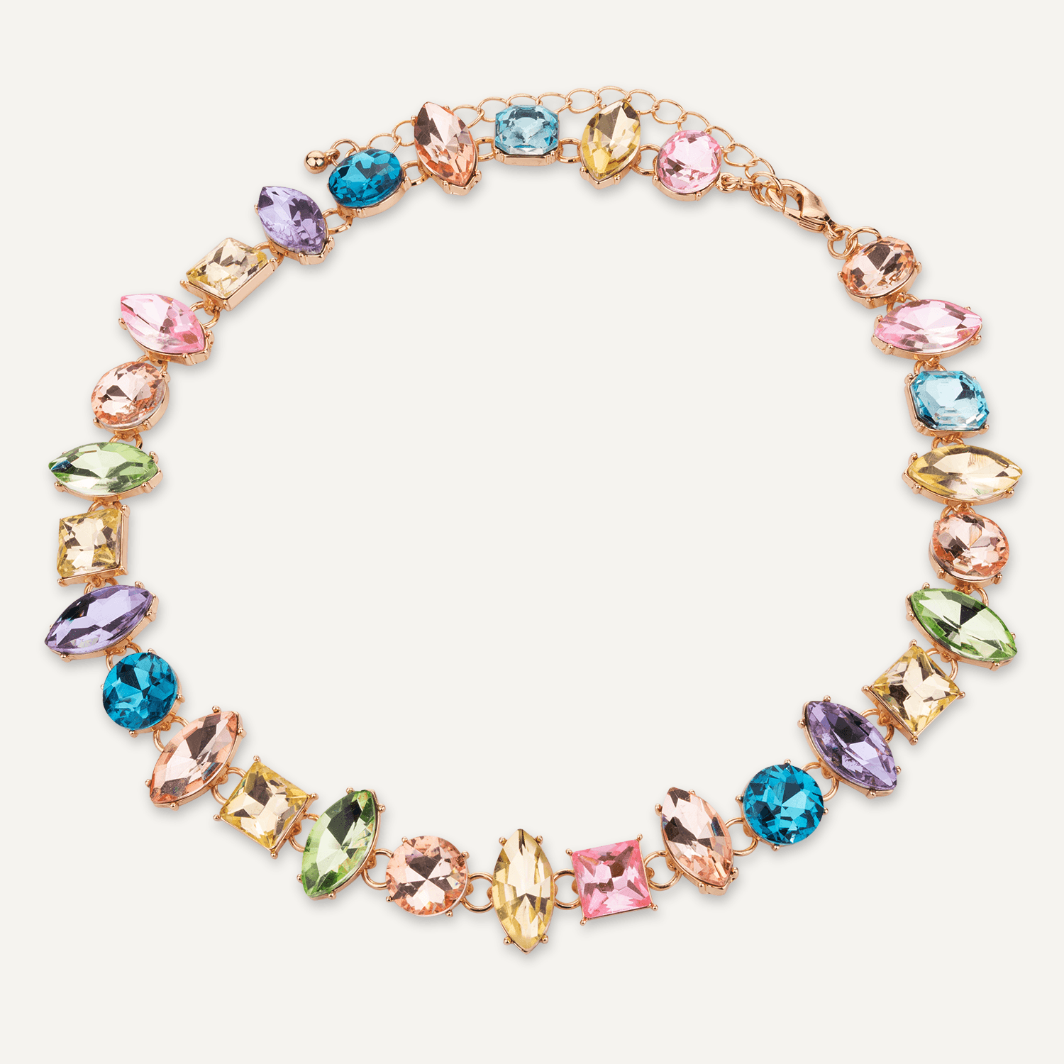 Multi-Coloured Crystal Collar Necklace - D&X Retail 