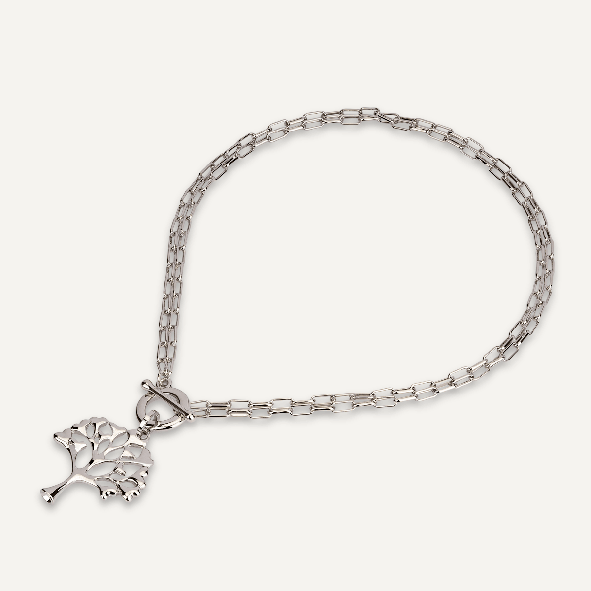 Tree Of Life Gold Silver T-Bar Necklace - D&X Retail