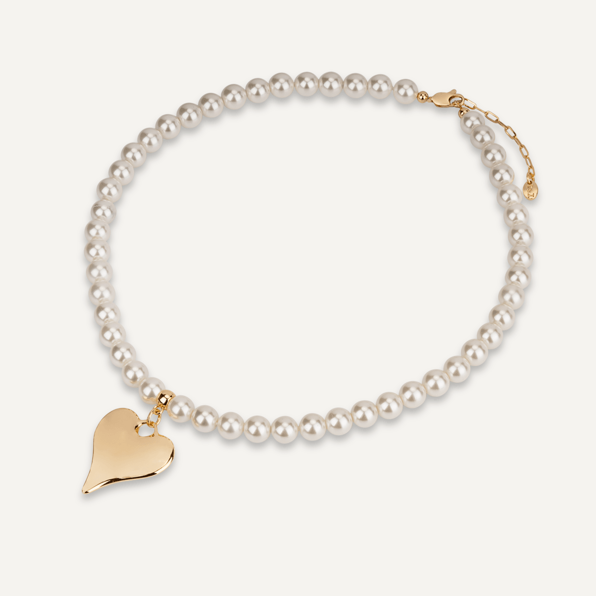 Mother Of Pearl Clasp Necklace With Gold Heart Pendant - D&X Retail