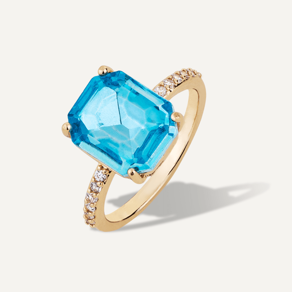 Aqua Blue Crystal & Cubic Zirconia Ring - D&X Retail