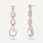 Vivienne Teardrop 4-Stone Dangle Earrings In White Gold & Crystal - D&X Retail