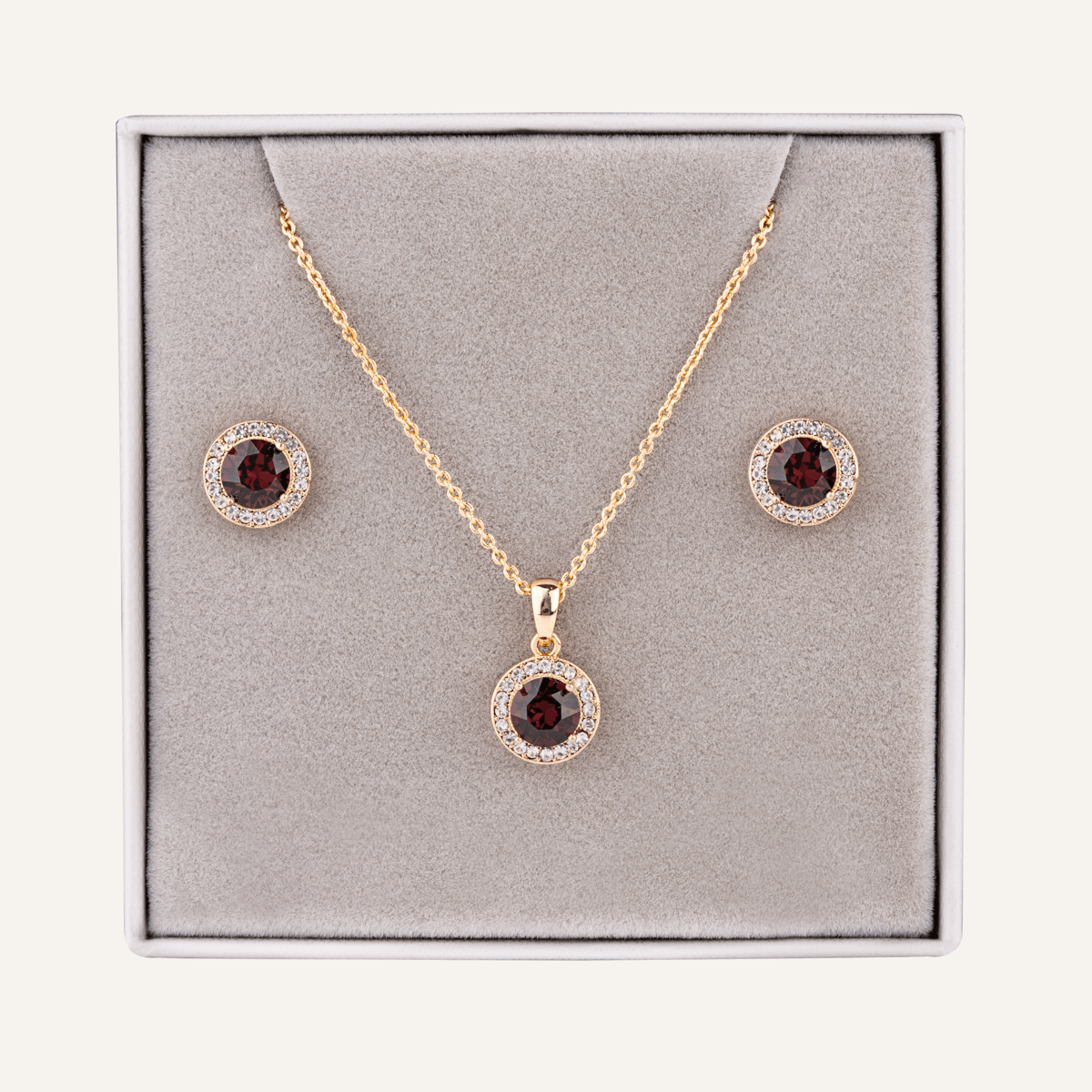 January Birthstone Necklace & Earring Set In Gold - D&X Retail