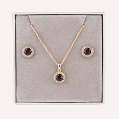 January Birthstone Necklace & Earring Set In Gold - D&X Retail
