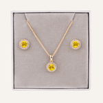 November Citrine Birthstone Necklace & Earring Set In Gold - D&X Retail