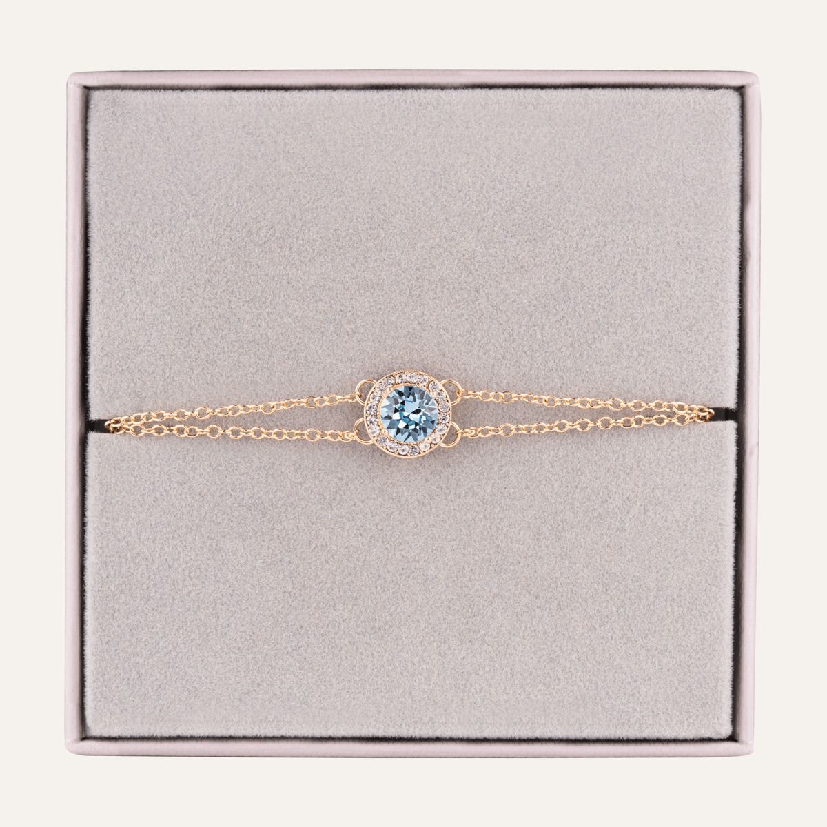 March Aquamarine Birthstone Clasp Bracelet In Gold Cubic Zirconia - D&X Retail