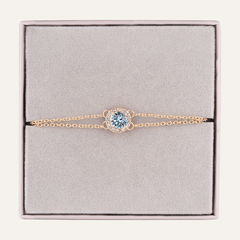 March Aquamarine Birthstone Clasp Bracelet In Gold Cubic Zirconia - D&X Retail