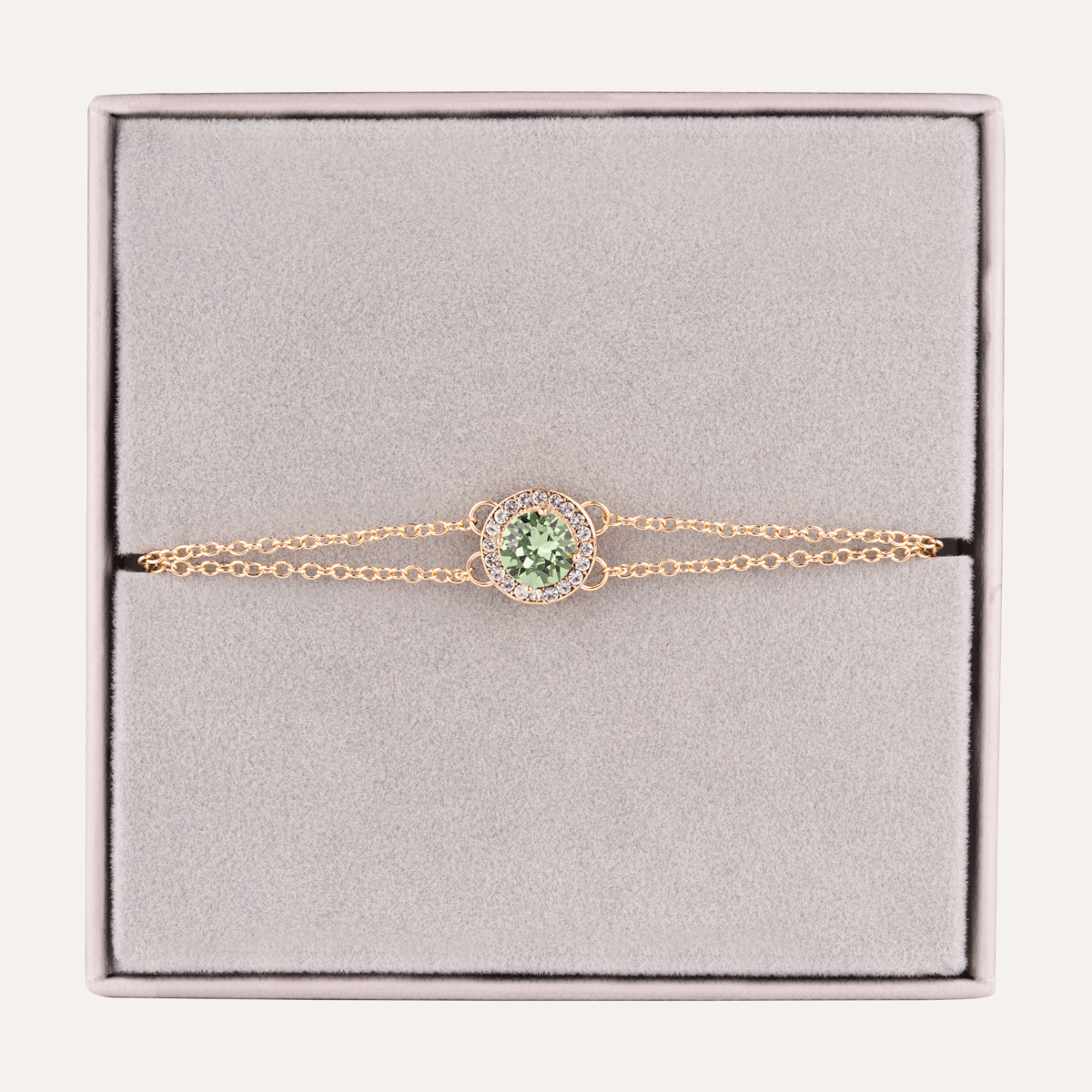 August Peridot Birthstone Clasp Bracelet In Gold Cubic Zirconia - D&X Retail