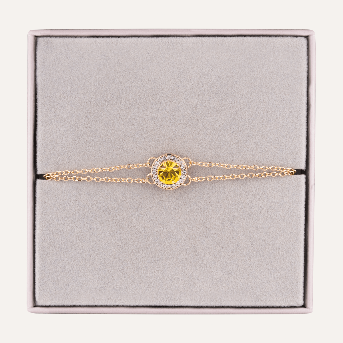 November Citrine Birthstone Clasp Bracelet In Gold Cubic Zirconia - D&X Retail