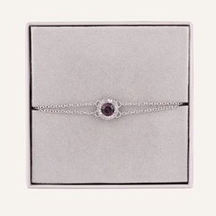 February Amethyst Birthstone Clasp Bracelet Cubic Zirconia In Silver - D&X Retail
