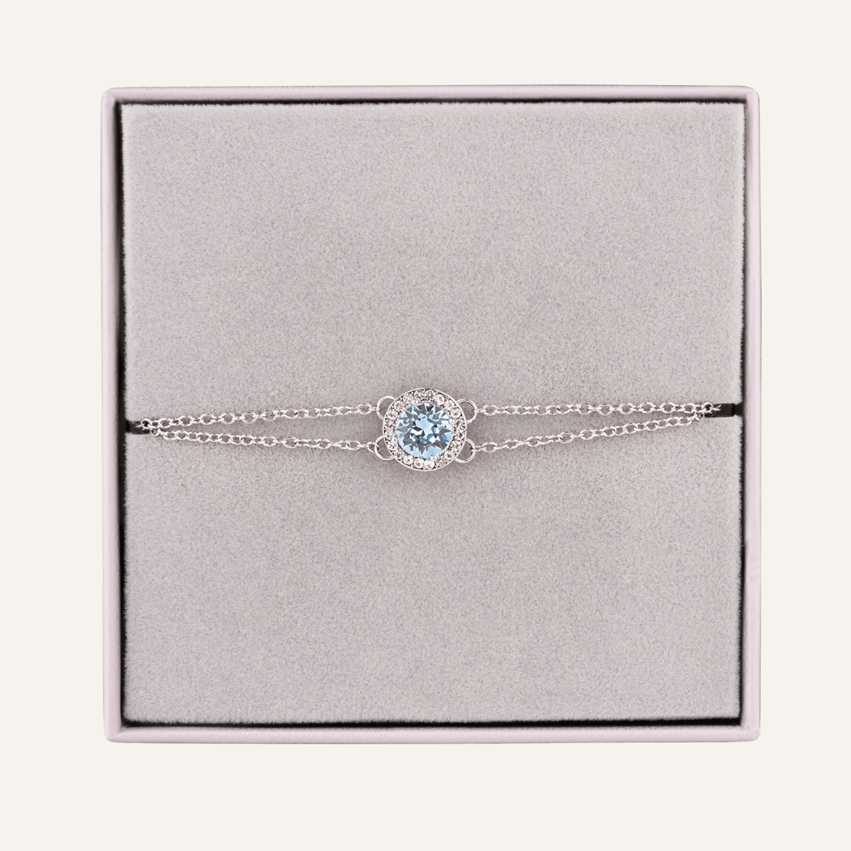 March Aquamarine Birthstone Clasp Bracelet Cubic Zirconia in Silver - D&X Retail