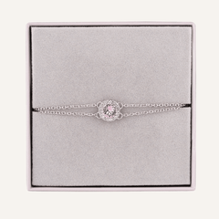 June Alexandrite Birthstone Clasp Bracelet In Silver Cubic Zirconia - D&X Retail