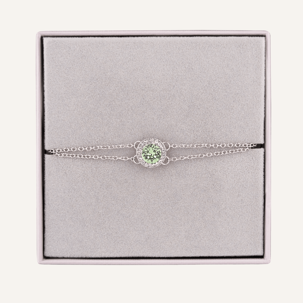 August Peridot Birthstone Clasp Bracelet In Silver Cubic Zirconia - D&X Retail